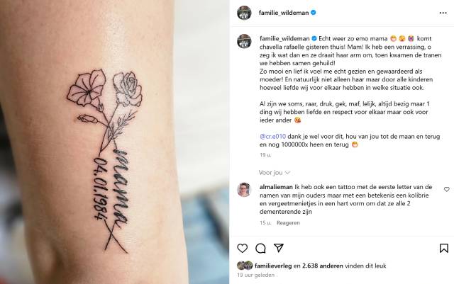 Priscilla deelt een foto van de tattoo op Instagram.